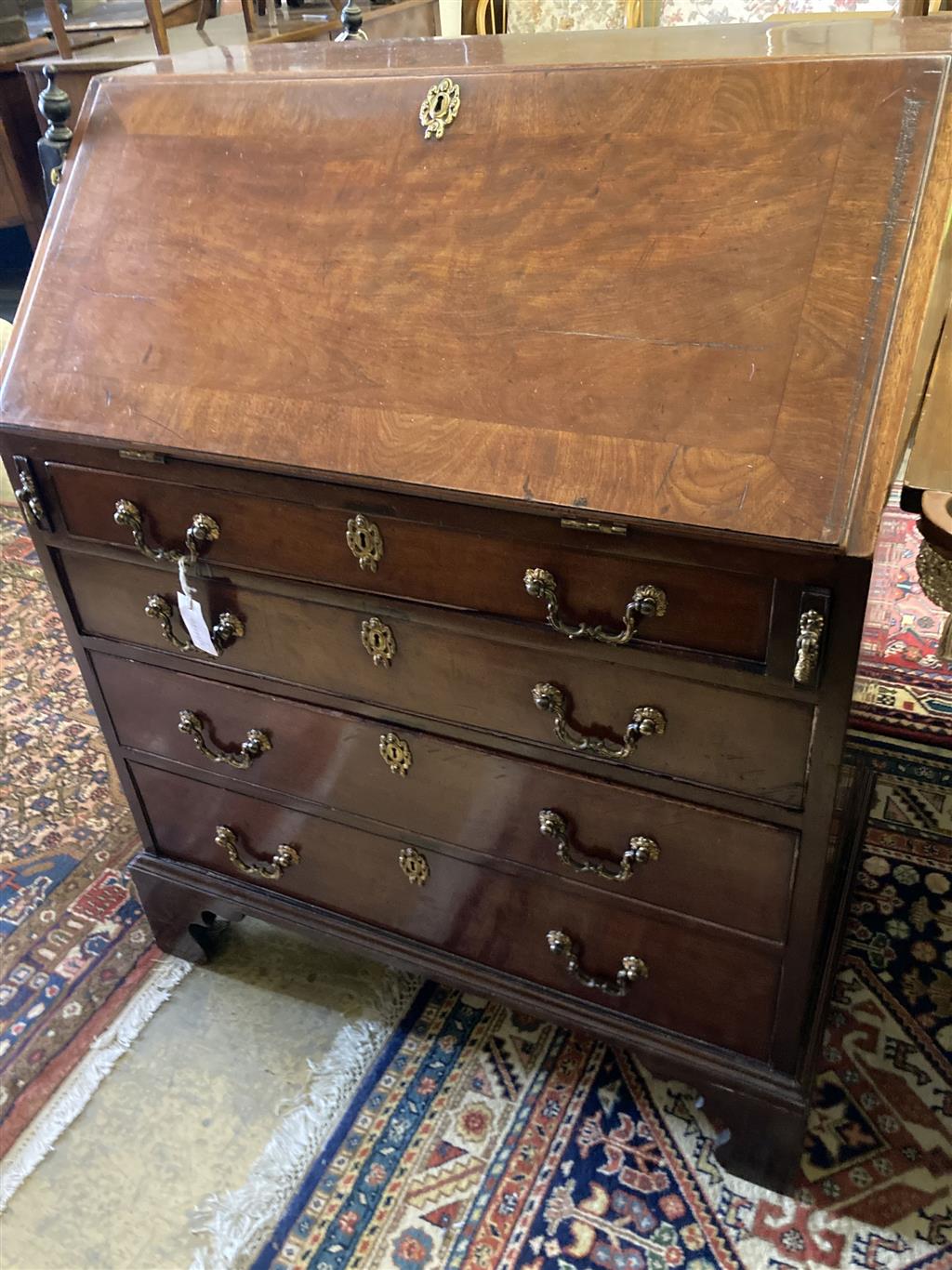 A George III mahogany bureau, width 84cm depth 50cm height 117cm